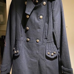 David Buffalo Bitton Checkered Blue Wool Coat